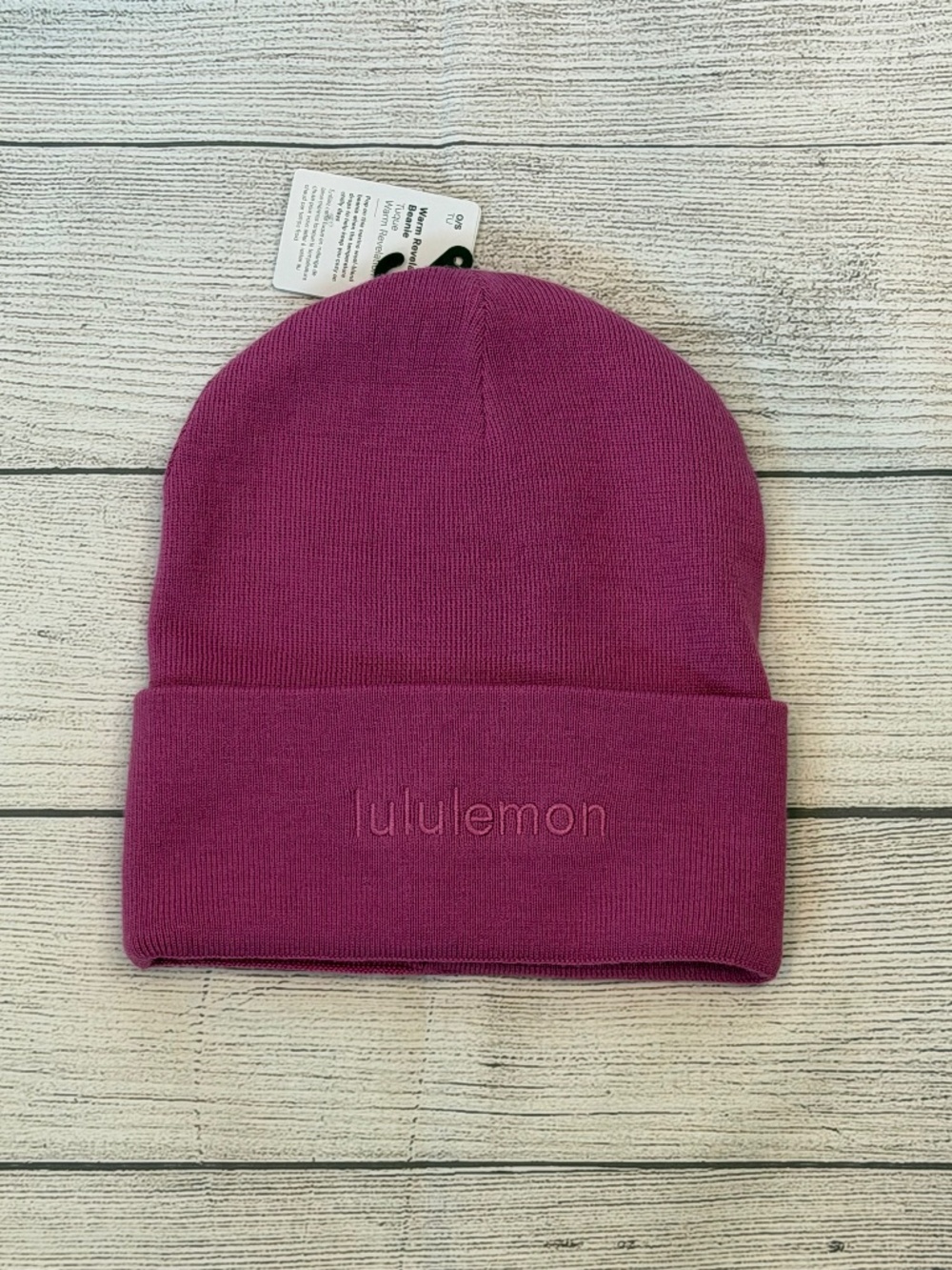 NWT Lululemon Warm Revelation Beanie Wordmark Logo Pow Pink Tone Wool Blend